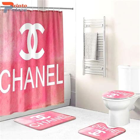 pink chanel shower curtain|shower curtain chanel bathroom set.